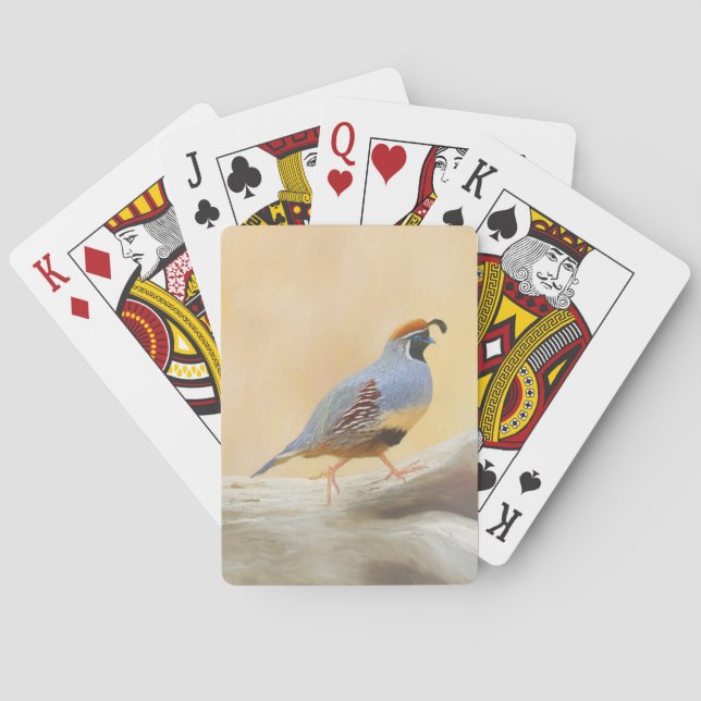 Gambrel's Quail Painting Original Bird Art Playing Cards (Back)
