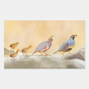 Gambrel's Quail Painting Original Bird Art Rectangular Sticker