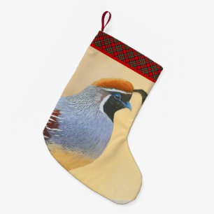 Gambrel's Quail Painting Original Bird Art Small Christmas Stocking