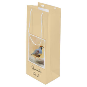 Gambrel's Quail Painting Original Bird Art Wine Gift Bag