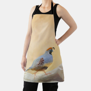 Gambrel's Quail Painting  - Original Wild Bird Art Apron