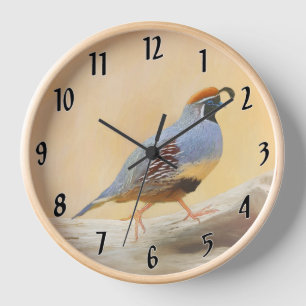 Gambrel's Quail Painting  - Original Wild Bird Art Clock