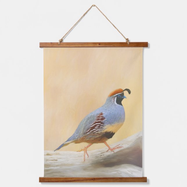 Gambrel's Quail Painting  - Original Wild Bird Art Hanging Tapestry (Front)