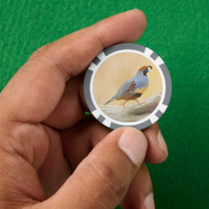 Gambrel's Quail Painting - Original Wild Bird Art Poker Chips