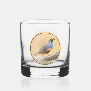 Gambrel's Quail Painting - Original Wild Bird Art Whiskey Glass