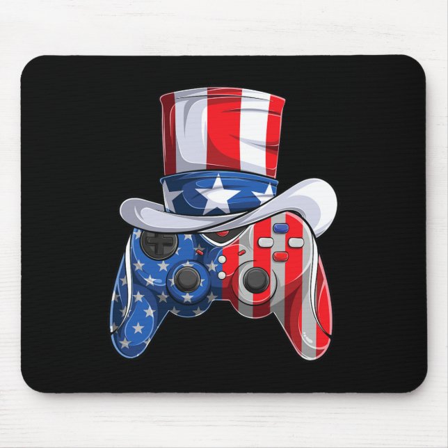 Game 4th Of July Controller American Flag Kids Boy Mouse Pad (Front)