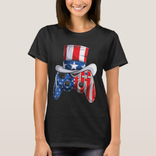 Game 4th Of July Controller American Flag Kids Boy T-Shirt