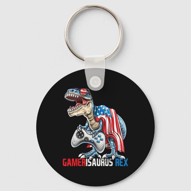 Game 4th Of July T Rex Dinosaur Amerisaurus Rex Bo Key Ring (Front)
