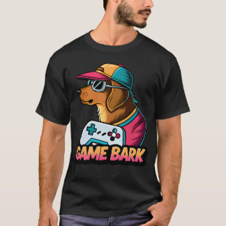 Game Bark Dog Gamer Retro 80s friends T-Shirt