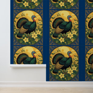 Game Bird Wild Turkey And Jasmine Flowers Wallpaper