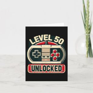 Game Birthday Tee For Men & Women Level 50 Unl Card