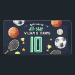 game blue kids boys Sports 10th Birthday Banner<br><div class="desc">Get ready to score big with our "Game Blue" Sports 10th Birthday Invitation! Celebrate your young athlete's special day with a sporty-themed invitation that kicks off the excitement. Featuring vibrant blue hues and dynamic sports imagery, it's the perfect way to rally friends for a day of fun and games. Whether...</div>