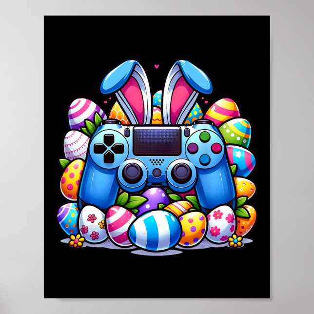 Game Bunny Eggs Costume Easter Day Boys Kids Gamin Poster (Front)