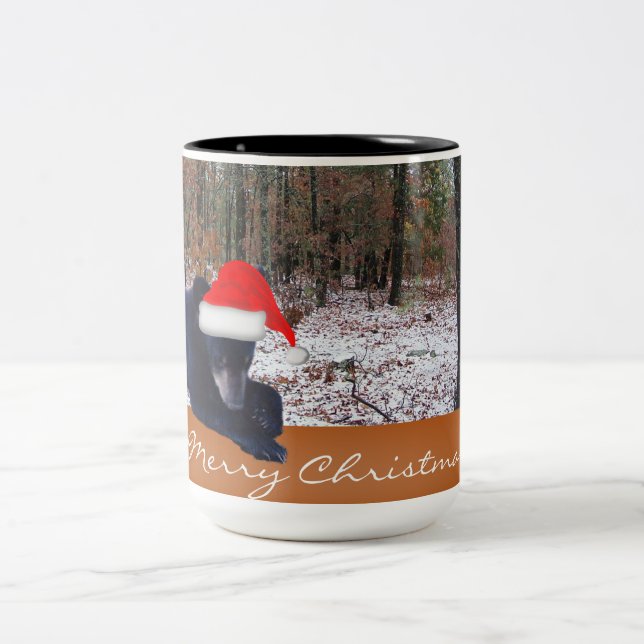 Game Cam Caught a Bear Cub Sporting Santa Hat Mug (Center)