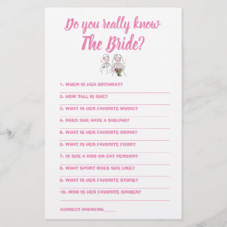 Game Card Do you really know The Bride Flyer