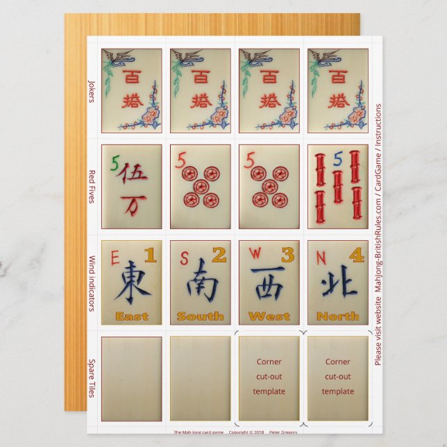 Game cards (10) – for Riichi Mahjong (Front/Back)