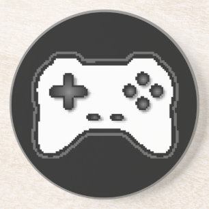 Game Controller Black White 8bit Video Game Style Coaster