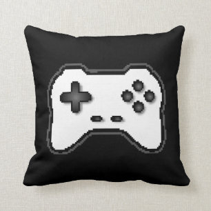 Game Controller Black White 8bit Video Game Style Cushion