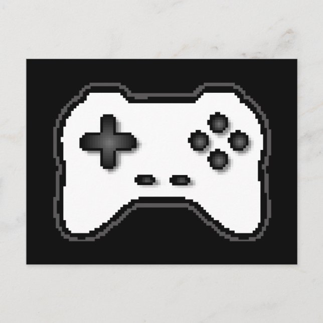 Game Controller Black White 8bit Video Game Style Postcard (Front)