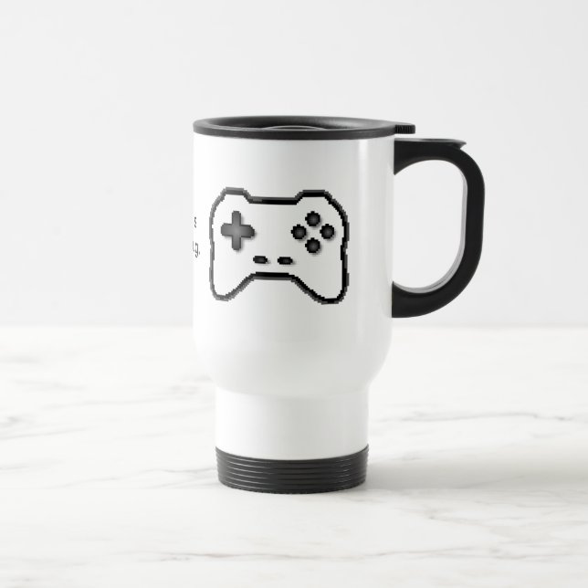 Game Controller Black White 8bit Video Game Style Travel Mug (Right)