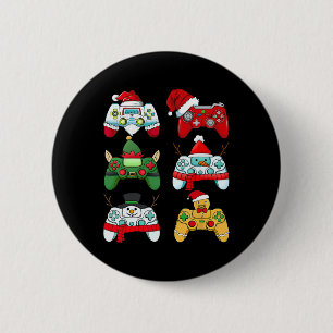 Game Controller Christmas Santa Elf Gamer Boys Xma 6 Cm Round Badge