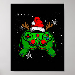 Game Controller Christmas Santa Hat Gamer Boys 2 Poster
