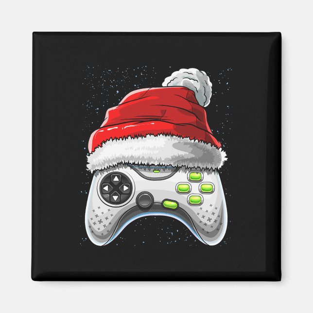 Game Controller Christmas Santa Hat Gamer Gift Boy Magnet (Front)