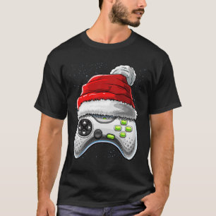 Game Controller Christmas Santa Hat Gamer Gift Boy T-Shirt