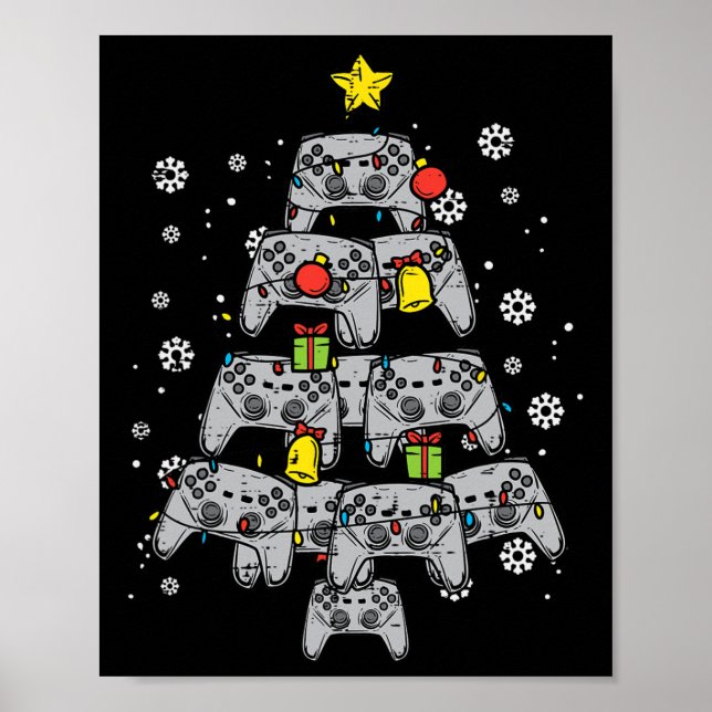 Game Controller Christmas Tree Xmas Boy Men Youth  Poster (Front)