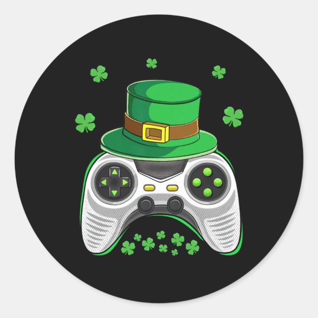Game Controller Irish Gamer Boys St Patricks Day M Classic Round Sticker (Front)
