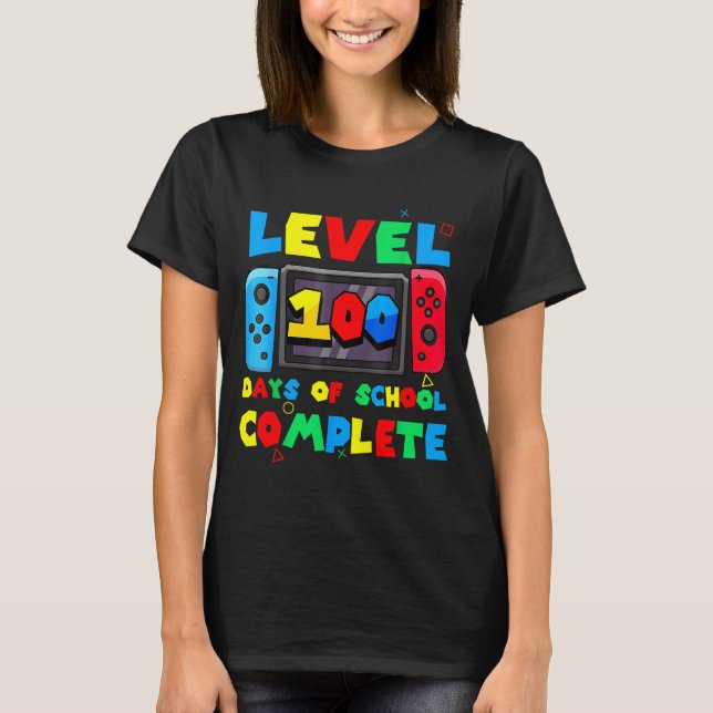 Game Controller Level 100 Days Of School Complete  T-Shirt (Front)