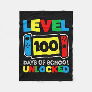 Game Controller Level 100 Days Of School Completed Fleece Blanket