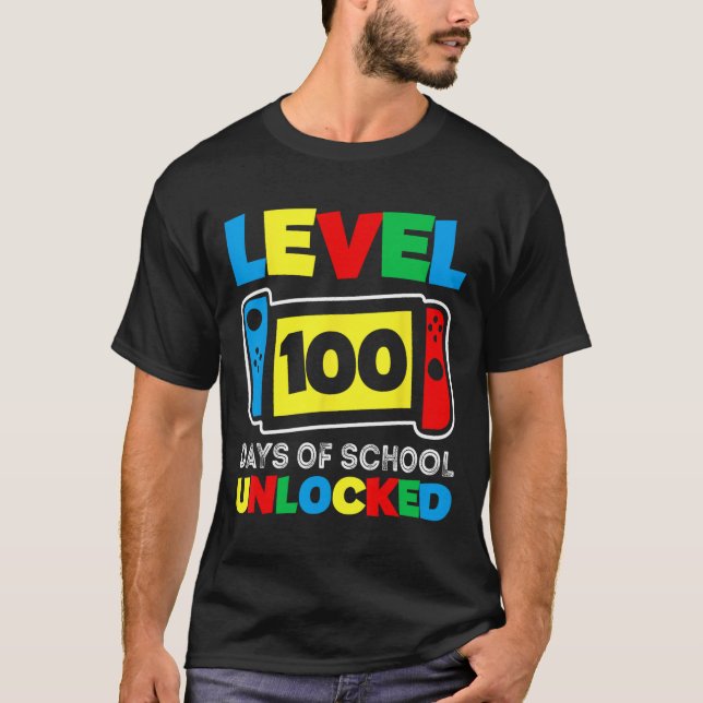 Game Controller Level 100 Days Of School Completed T-Shirt (Front)
