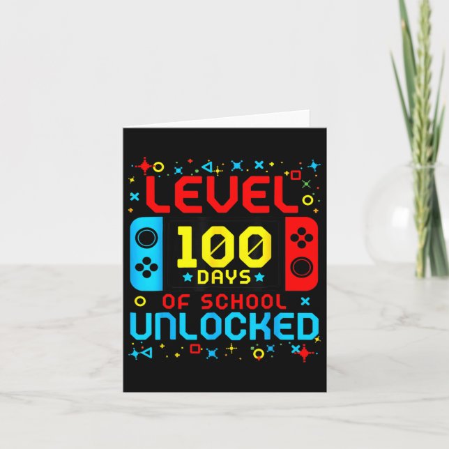 Game Controller Level 100 Days Of School Unlocked  Card (Front)