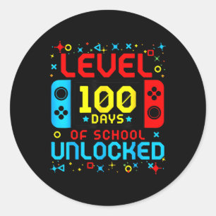 Game Controller Level 100 Days Of School Unlocked Classic Round Sticker