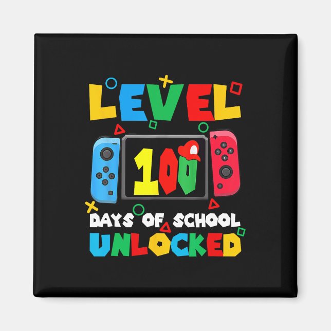 Game Controller Level 100 Days Of School Unlocked  Magnet (Front)