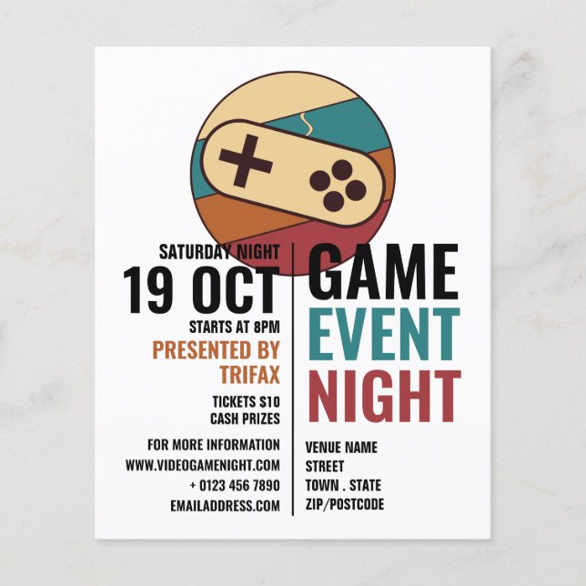 Game Controller Logo, Video Gamer Event Advert Flyer (Front)