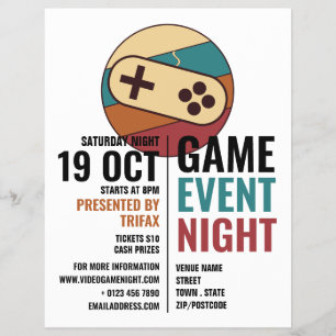 Game Controller Logo, Video Gamer Event Advert Flyer