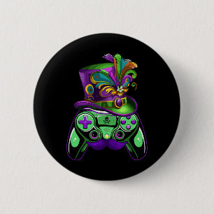 Game Controller Mardi Gras Gamers Kids Girls Men W 6 Cm Round Badge