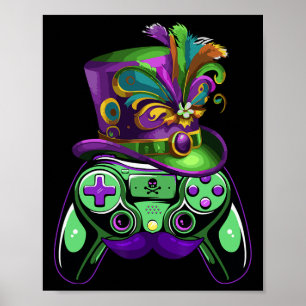Game Controller Mardi Gras Gamers Kids Girls Men W Poster