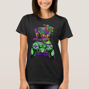 Game Controller Mardi Gras Gamers Kids Girls Men W T-Shirt