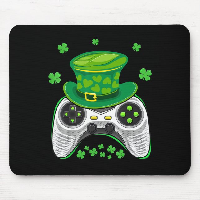 Game Controller Shamrock Gamer St Patricks Day Gam Mouse Pad (Front)