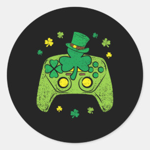 Game Controller Shamrock St Patricks Day Gamer Gam Classic Round Sticker
