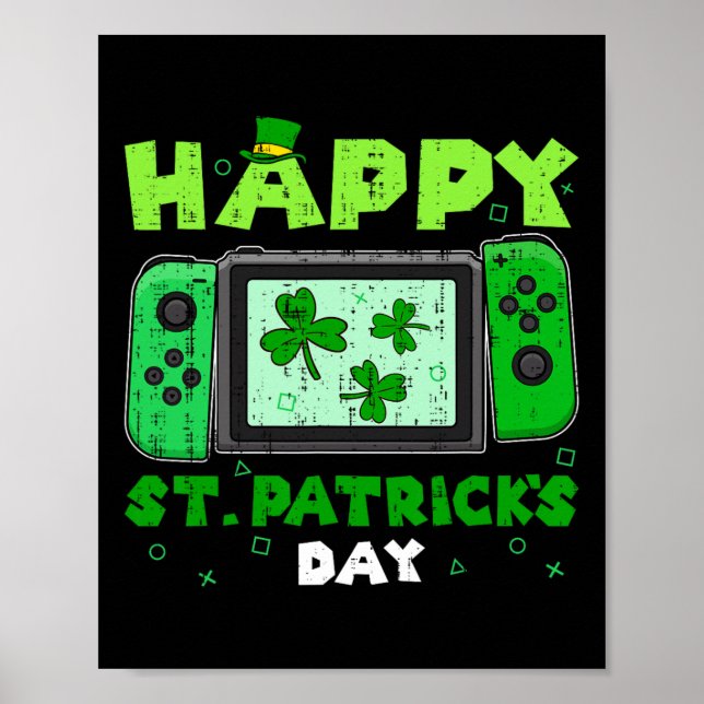 Game Controller Shamrock St Patricks Day Gamer Gam Poster (Front)