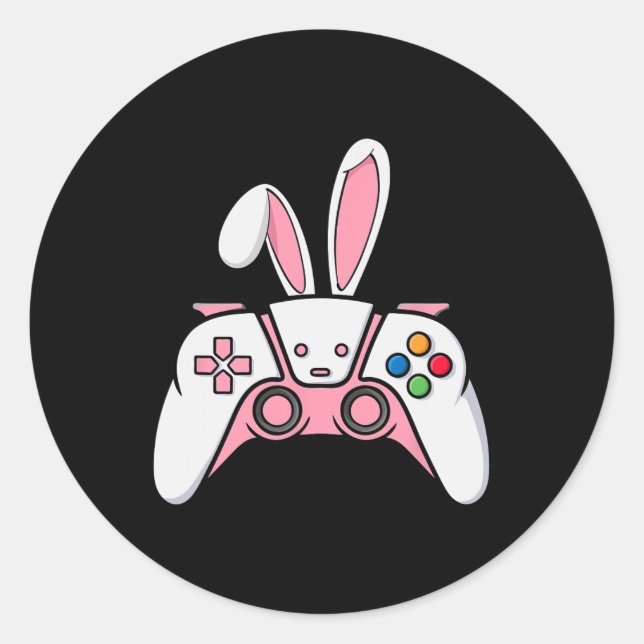 Game Controller With Bunny Ears Funny Easter Gamin Classic Round Sticker (Front)