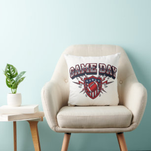Game Day American Football Patriotic Shield Sports Cushion