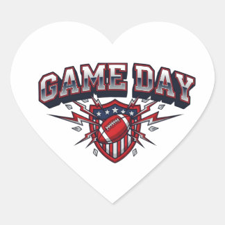 Game Day American Football Patriotic Shield Sports Heart Sticker