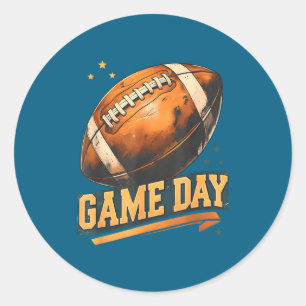 Game day american football player team coach men classic round sticker
