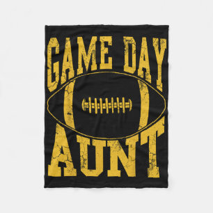 Game Day Aunt Yellow Football Auntie Fleece Blanket