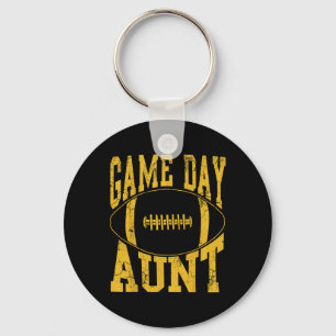 Game Day Aunt Yellow Football Auntie Key Ring